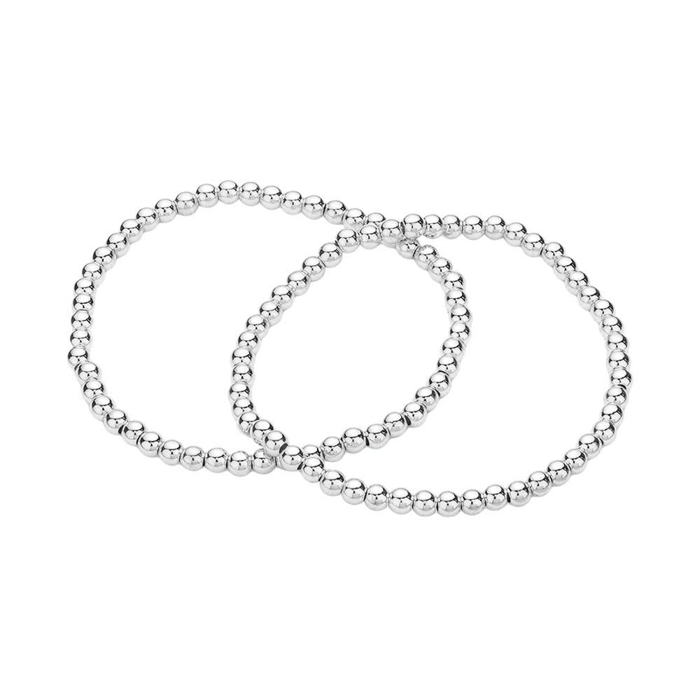 2PCS - Stainless Steel Ball Stretch Multi Layered Bracelets