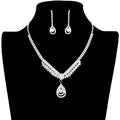 Crystal Rhinestone Teardrop Pave Necklace