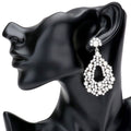 Pearl Detail Rhinestone Open Teardrop Evening Earrings