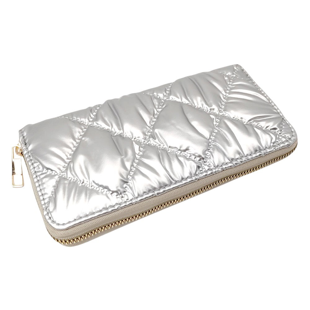 Shiny Faux Leather Padded Wallet with Wristlet