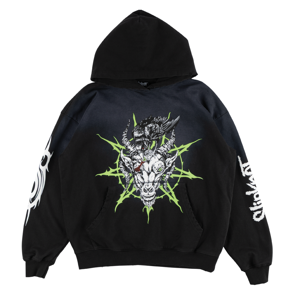 Welcome x Slipknot Ravenous Distressed Sun Fade Hoodie - Black Fade