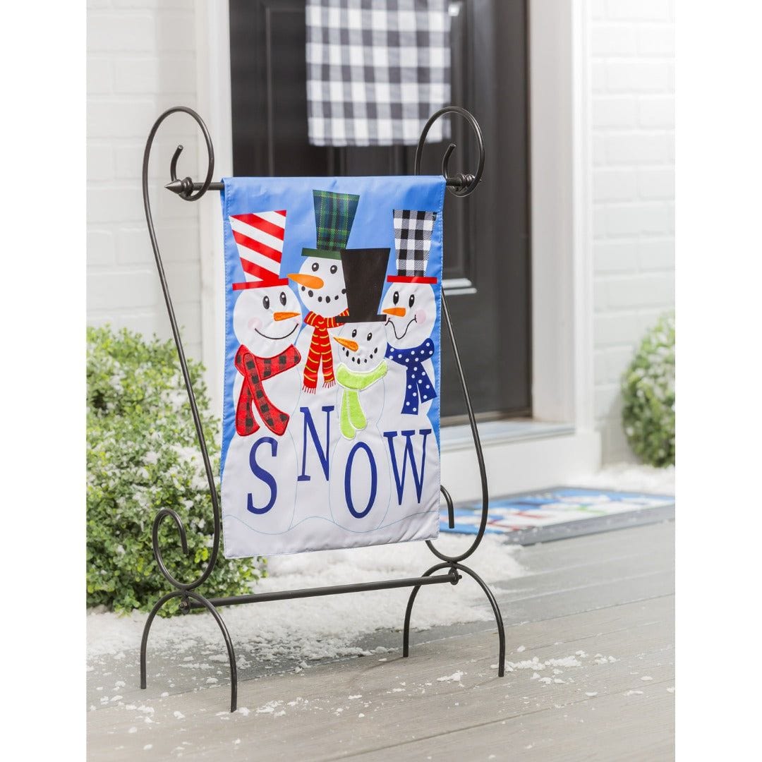 Snow Friends Winter Garden Flag 2 Sided Applique