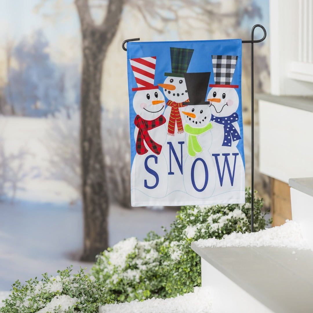 Snow Friends Winter Garden Flag 2 Sided Applique