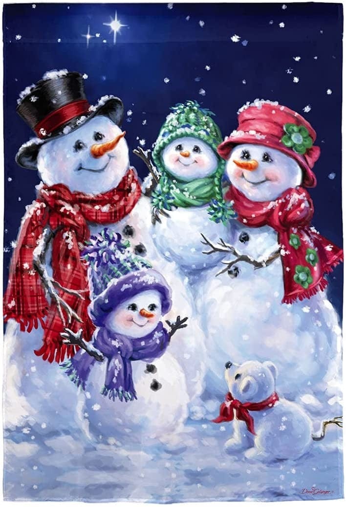 Snowflake Family Garden Flag 2 Sided Decorative Winter