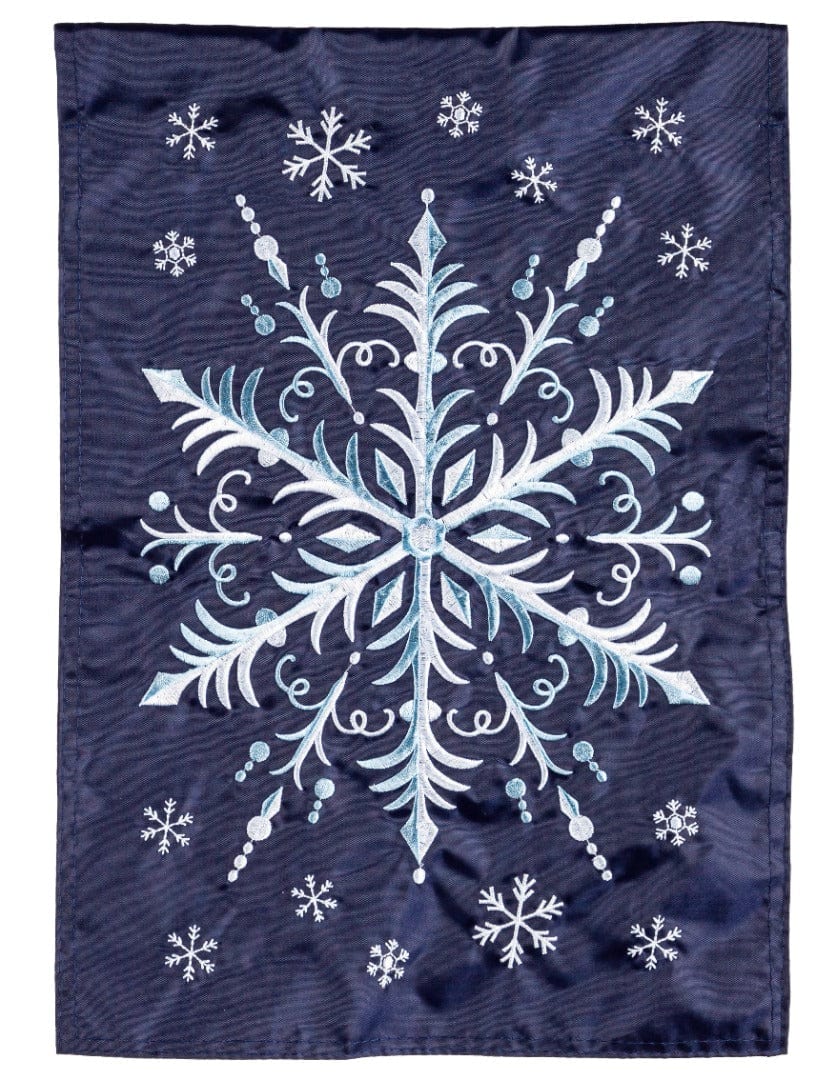 Snowflake Winter Garden Flag 2 Sided Applique