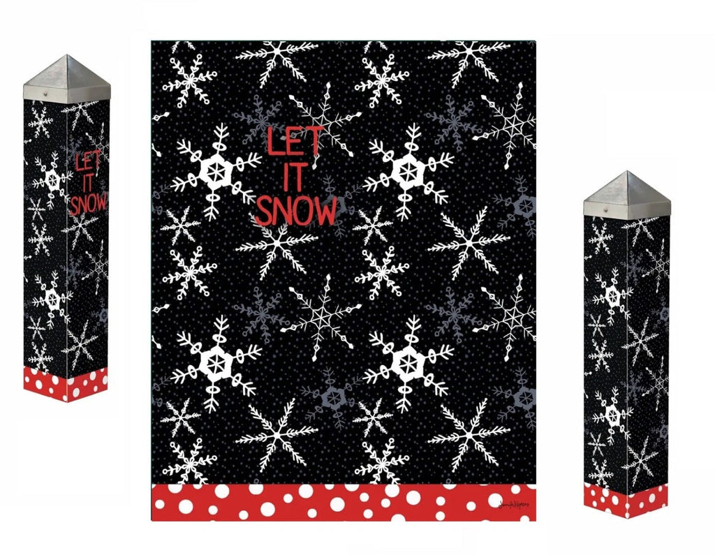 Snowflakes and Polka Dots Art Peace Pole 20 Inches Tall Let It Snow