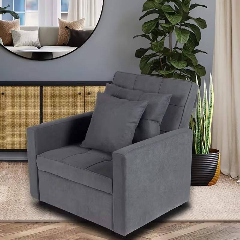 Sofa Bed Chair 3-in-1 Convertible Chair Bed, Lounger Sleeper Chair, Single Recliner For Small Space With Adjustable Backres
