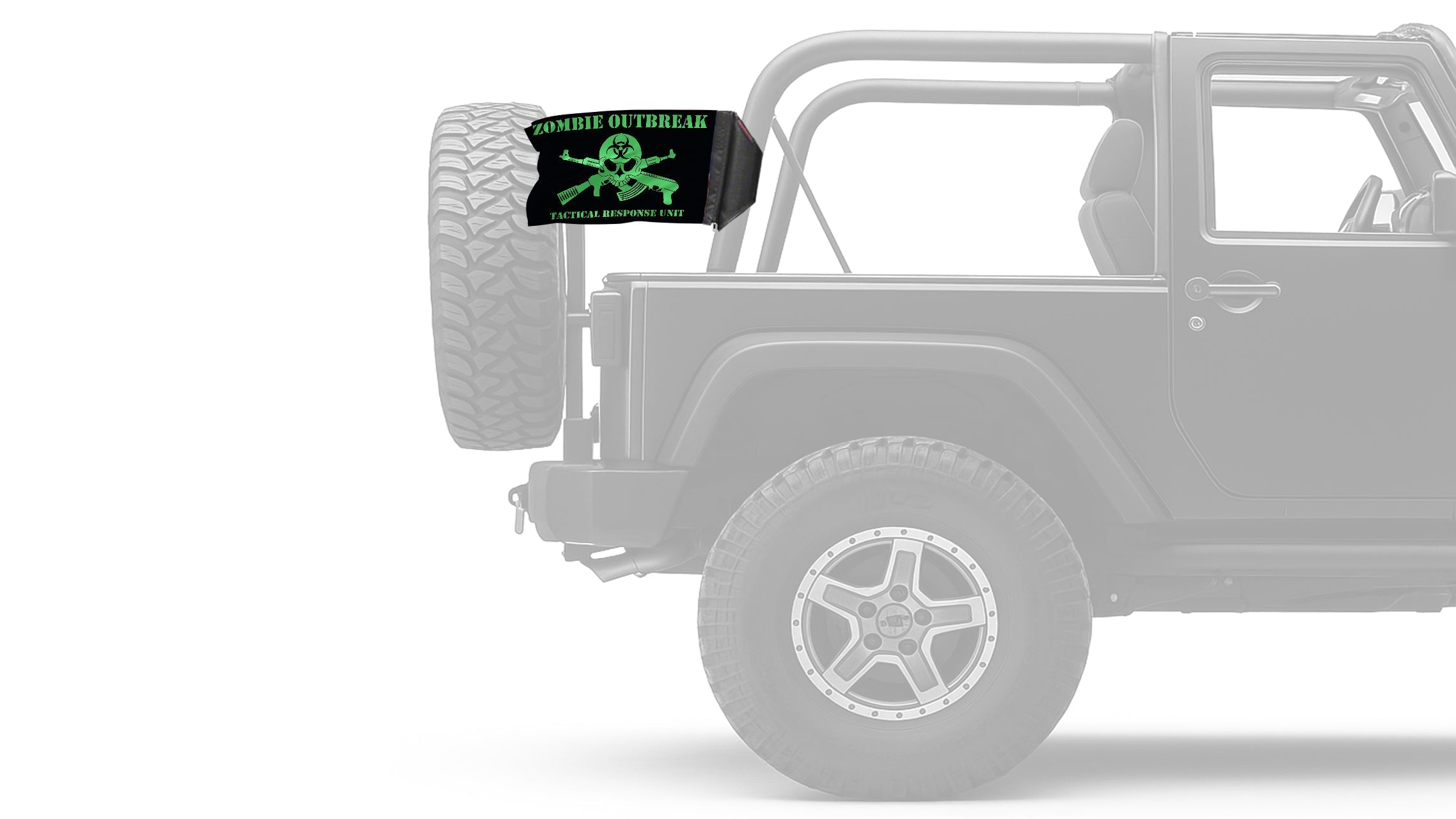 Zombie Outbreak Tactical Response Unit 12"x18" Forever Wave Flag for Jeep Wrangler TJ 1996-2006