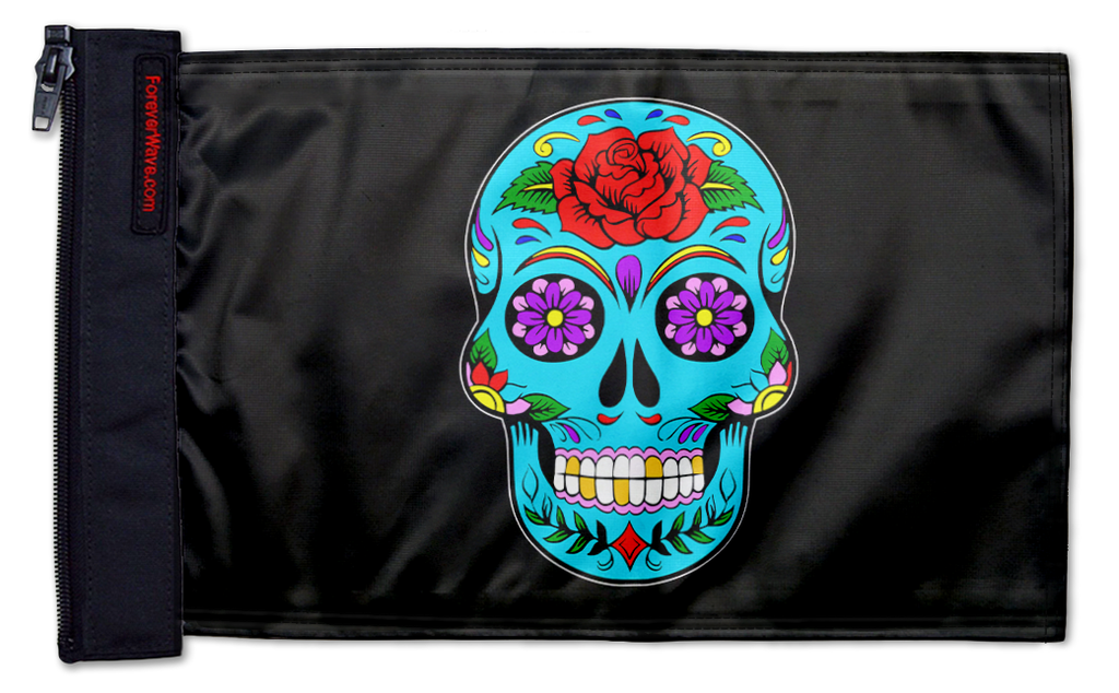 Sugar Skull 12"x18" Forever Wave Flag for Jeep Wrangler YJ 1986-1995