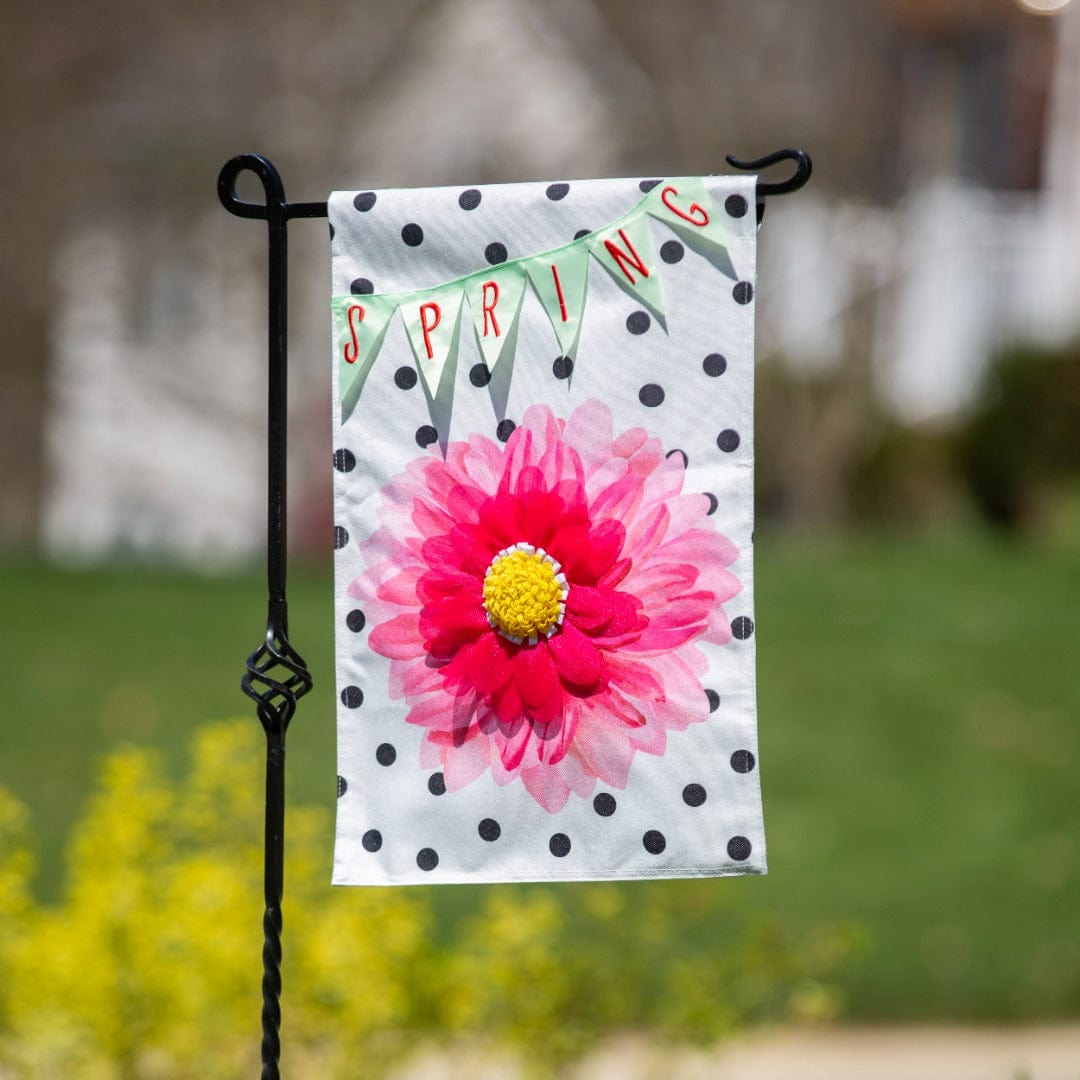 Spring Banner Garden Flag 2 Sided Polka Dot