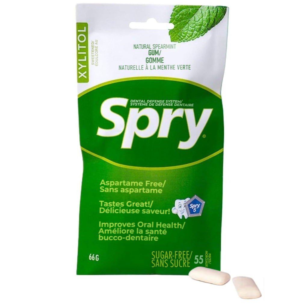 Spry - Spearmint Gum, 55 ct (Pack of 12) - Sugar Free Chewing Gum