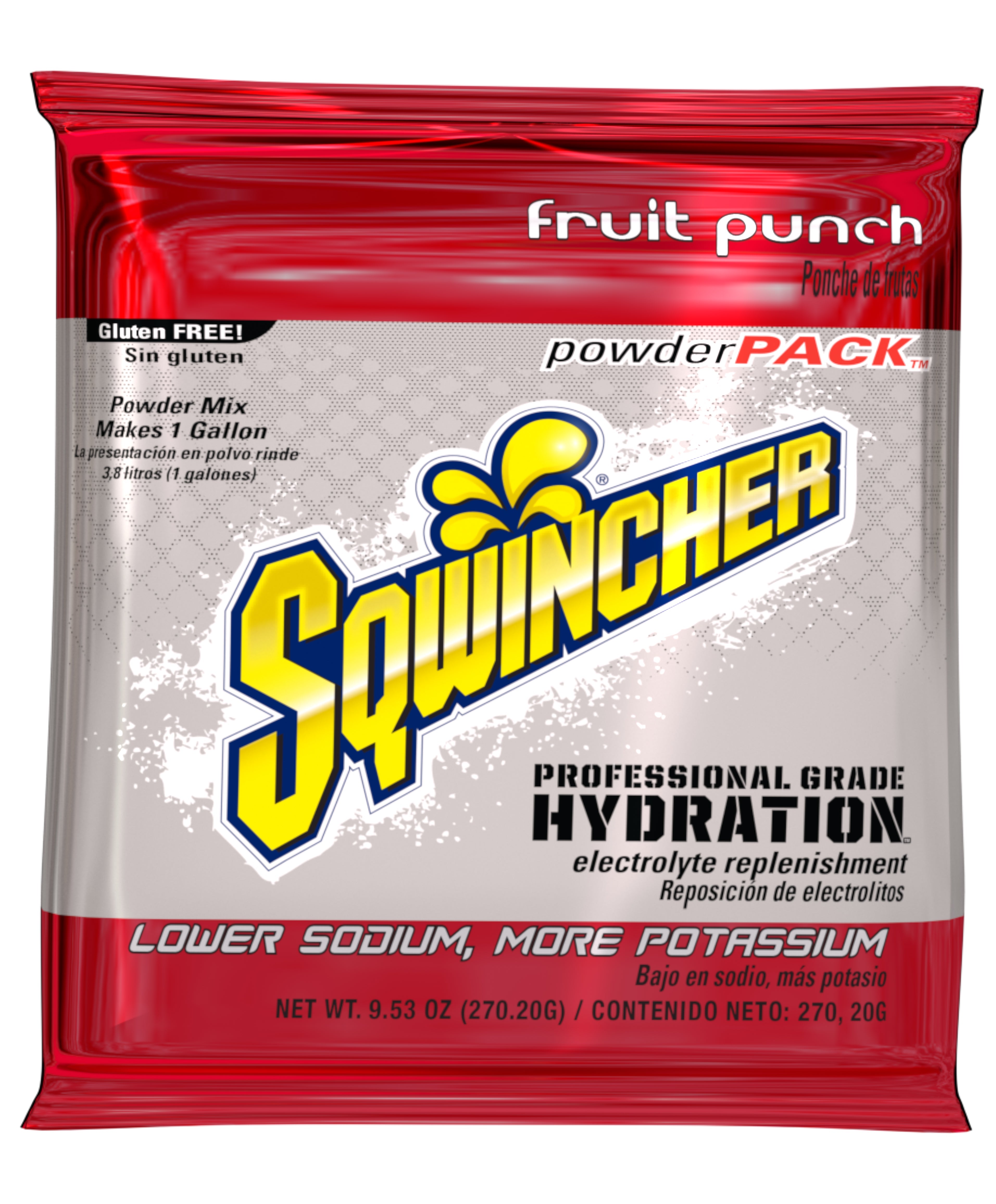 Sqwincher 1 Gallon Electrolyte Powder Pack Drink Mix Fruit Punch - X380-MC600