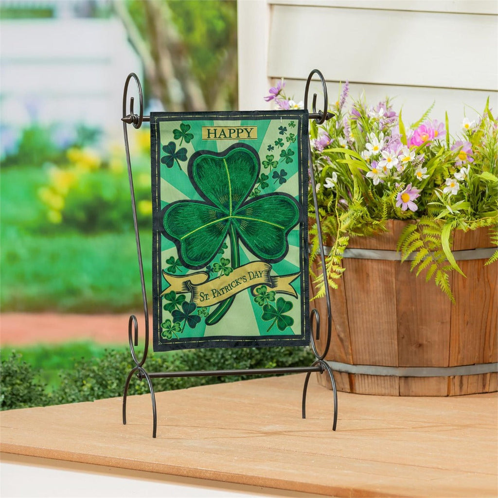 St Patrick's Day Shamrock 2 Sided Garden Flag