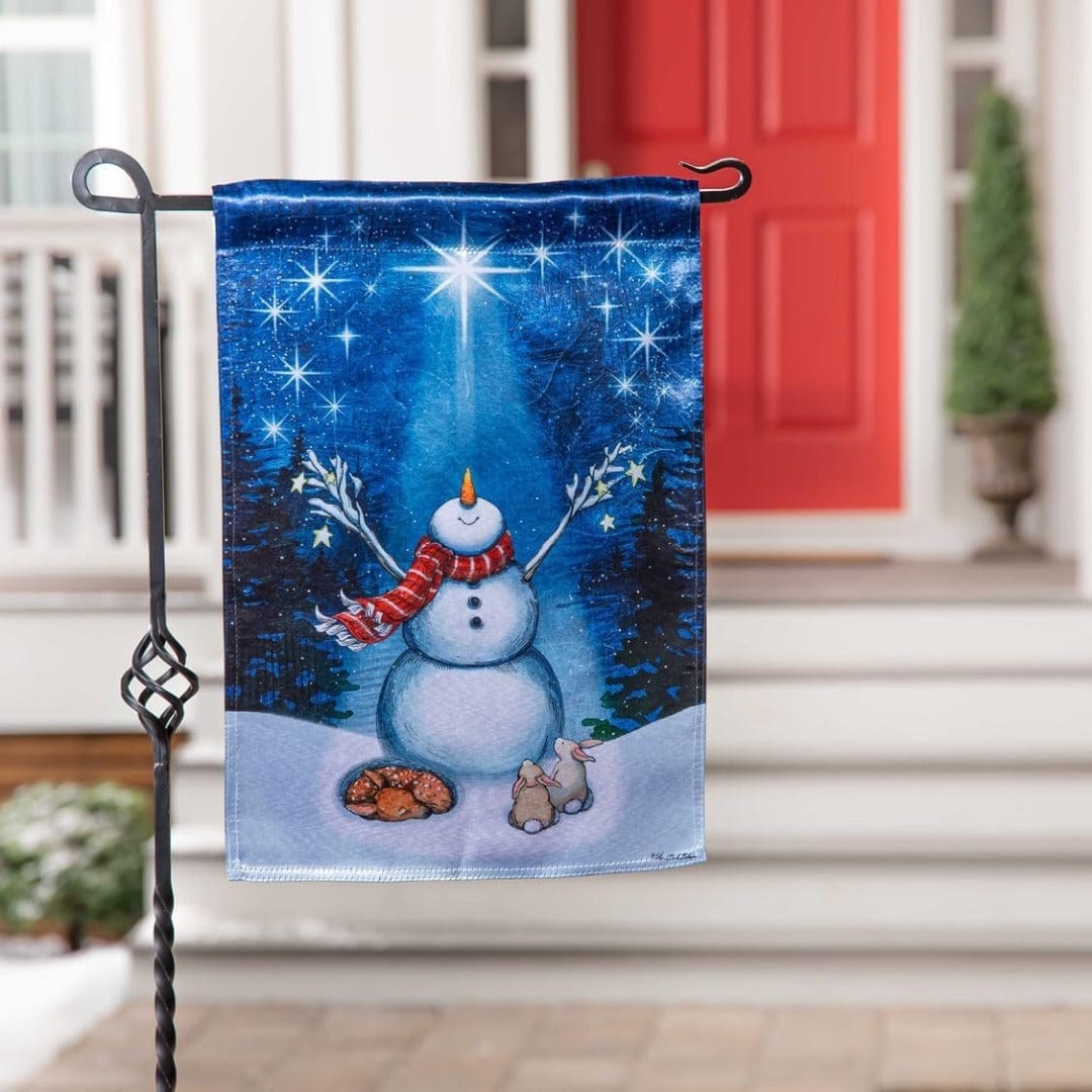 Star Heart Snowman Winter Garden Flag 2 Sided Lustre