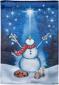 Star Heart Snowman Winter Garden Flag 2 Sided Lustre
