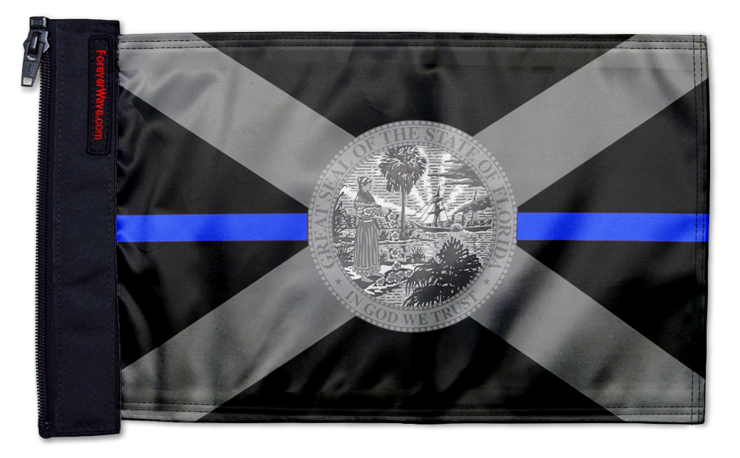 State Flag Florida Blue Line 12"x18" Forever Wave Flag for Jeep Wrangler JK 2-Door 2007-2018
