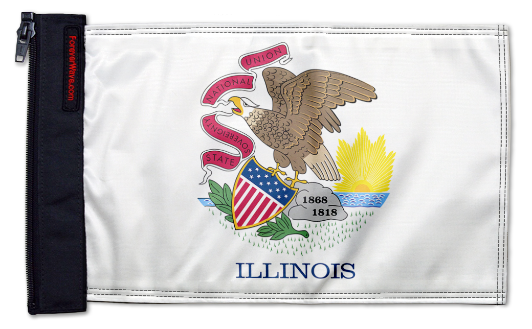 State Flag Illinois 12"x18" Forever Wave Flag for Jeep Wrangler YJ 1986-1995