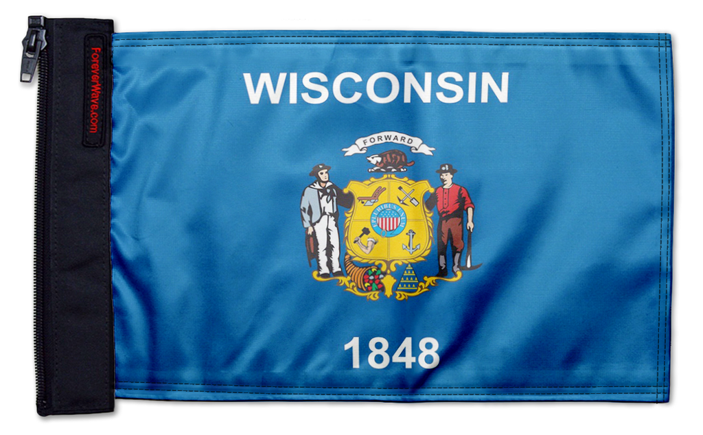 State Flag Wisconsin 12"x18" Forever Wave Flag for Jeep Wrangler TJ 1996-2006