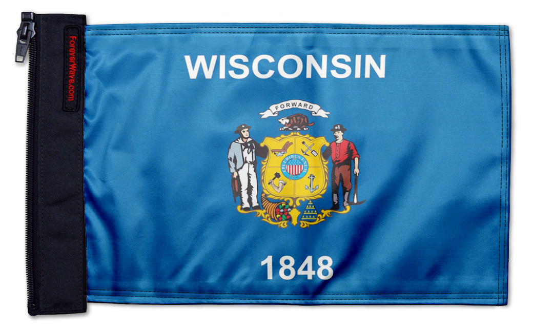 State Flag Wisconsin 12"x18" Forever Wave Flag for Jeep Wrangler JK 2-Door 2007-2018
