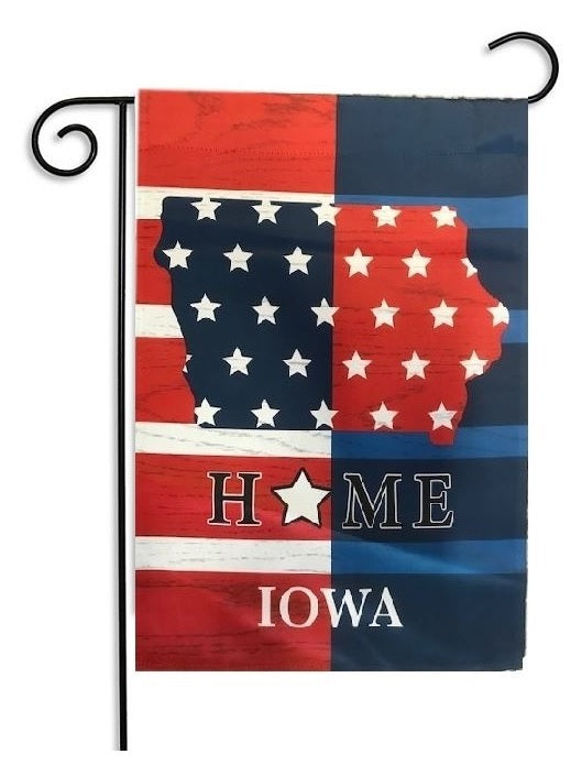 State of Iowa Patriotic Home 2 Sided Garden Flag Native Iowa