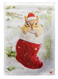 Stocking Chipmunk 2 Sided Garden Flag