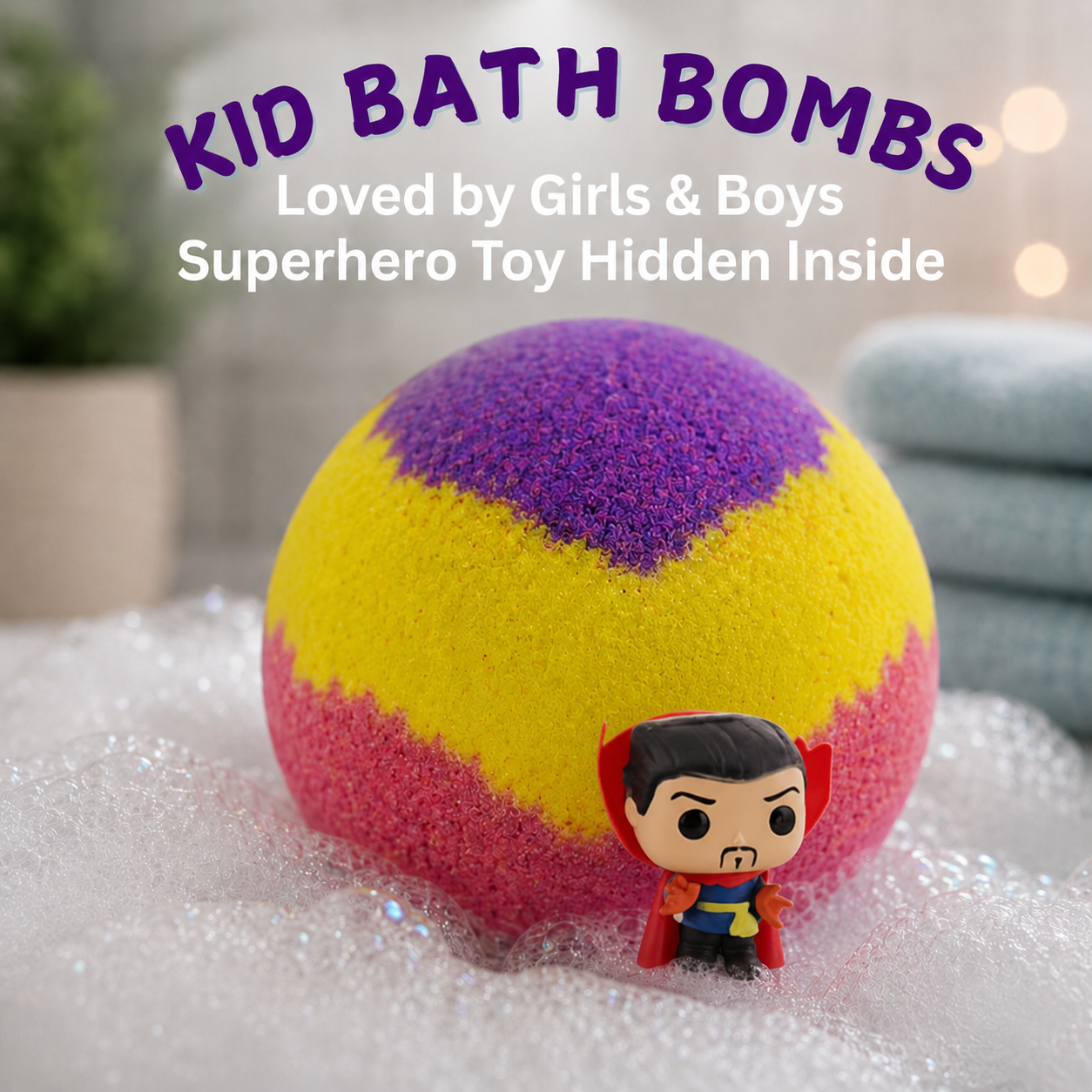 EvolutionUSA 1pc Epic Superhero Bath Bombs for Kids