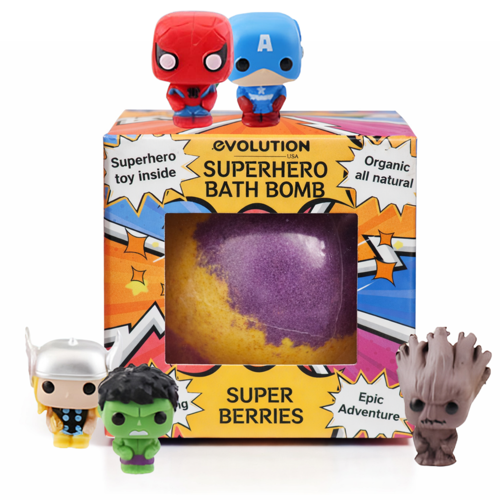 EvolutionUSA 1pc Epic Superhero Bath Bombs for Kids