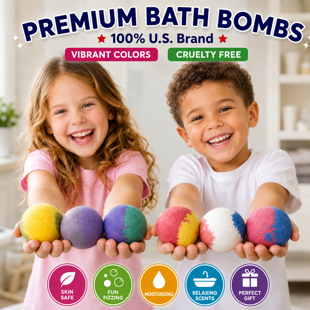 EvolutionUSA 6pc Epic Superhero Bath Bombs for Kids
