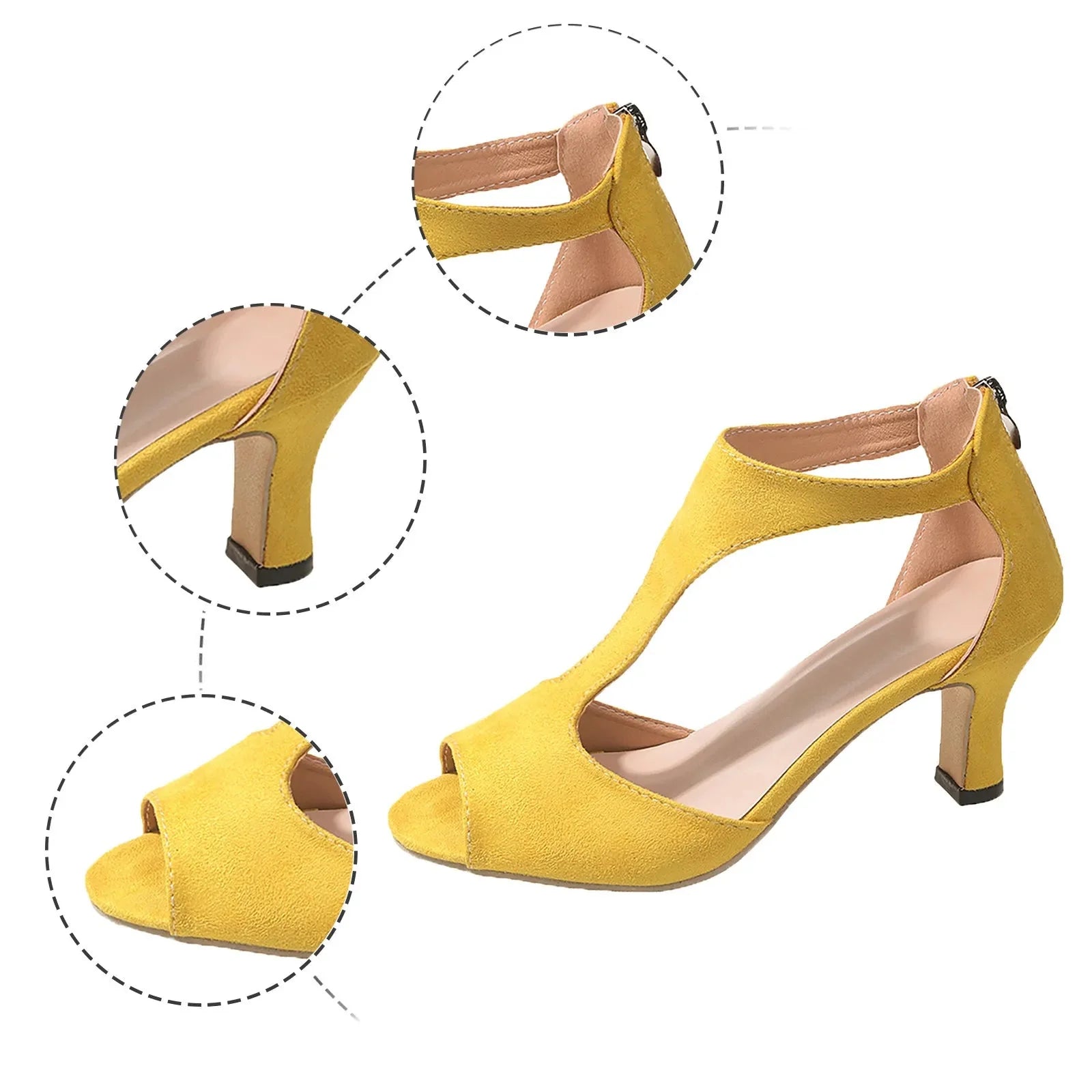 Suede High Heels Fish Mouth Peep Toe Sandals.