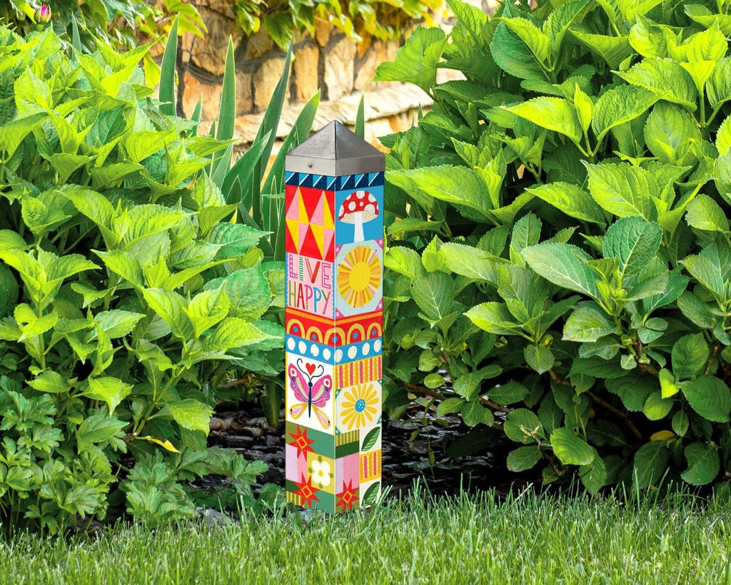 Summer Quilt Art Pole 20 Inches Tall Live Happy
