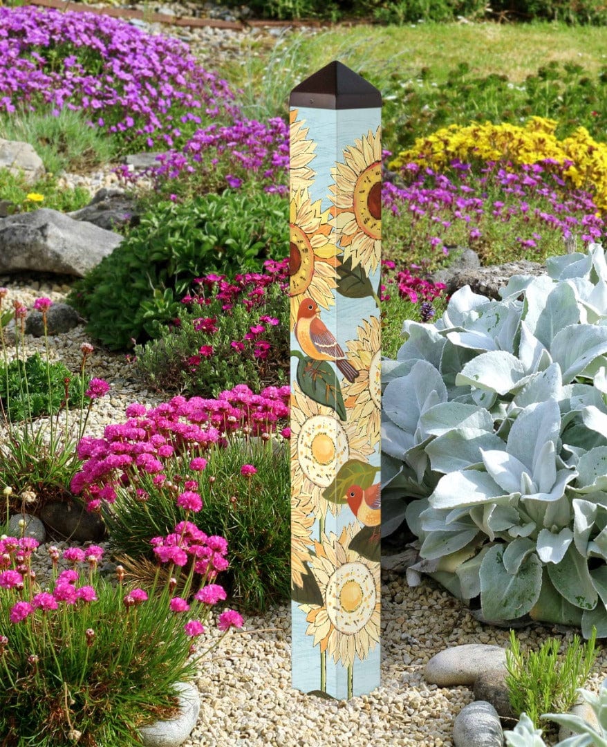 Sunflower Blooms Garden Art Pole 40 Inches Tall