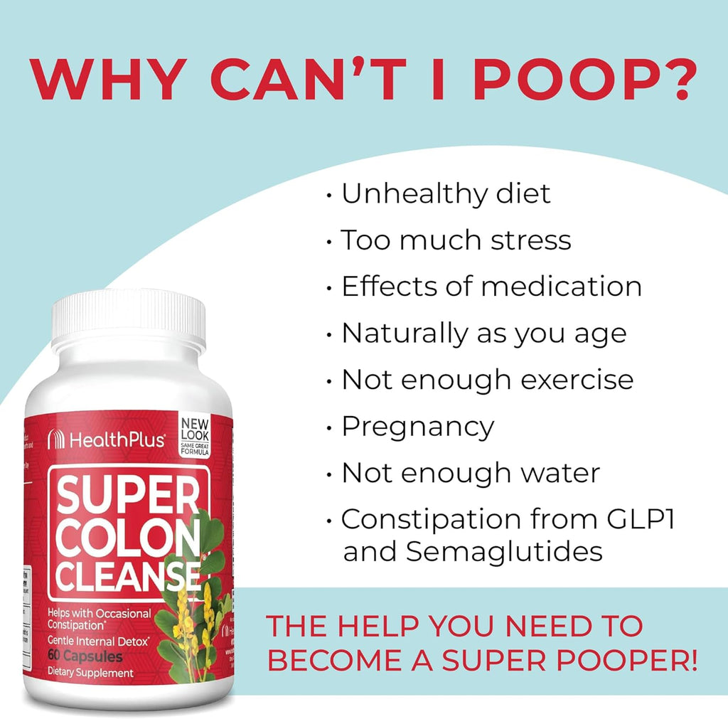 Health Plus Super Colon Cleanse, 240 Capsules, 500 mg | Detoxify & Rejuvenate