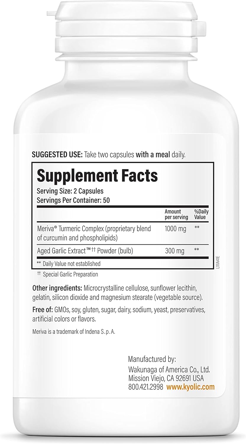 Kyolic Aged Garlic Extract with Curcumin, Healthy Inflammation Response, 50 Capsules