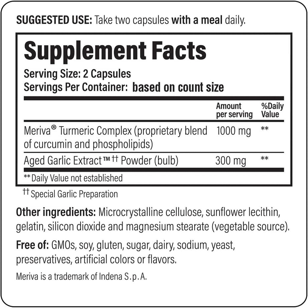 Kyolic Aged Garlic Extract with Curcumin, Healthy Inflammation Response, 50 Capsules
