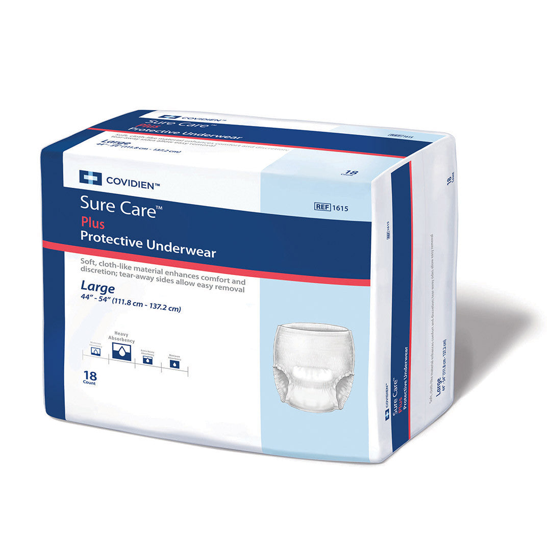 Unisex Adult Absorbent Underwear Sure Care™ Plus Pull On with Tear Away Seams Large Disposable Heavy Absorbency - 1615R