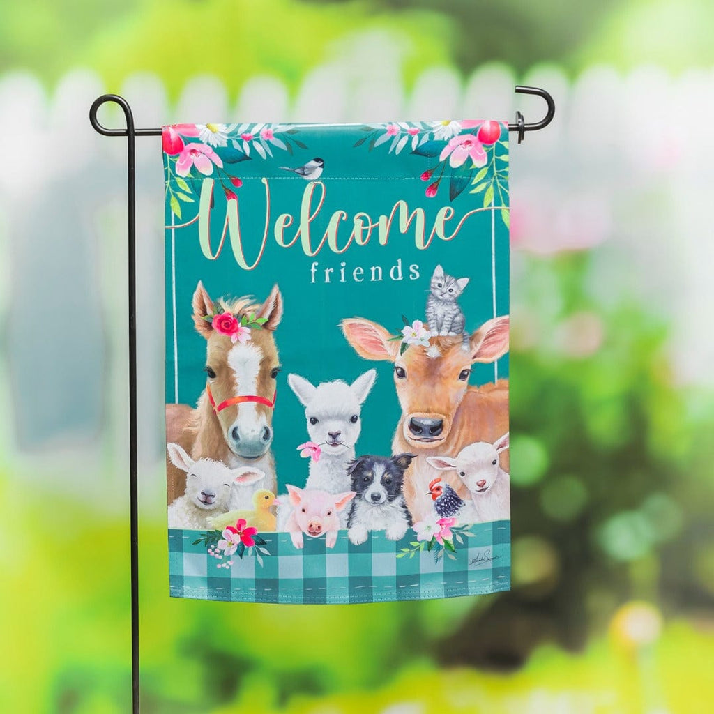 Sweet Farm Friends Garden Flag 2 Sided Cow Pig Horse