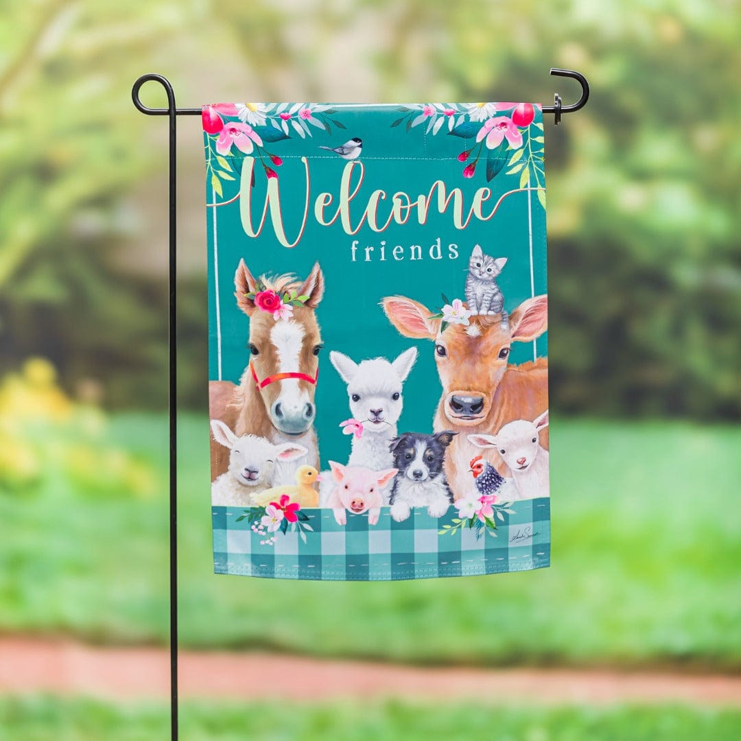 Sweet Farm Friends Garden Flag 2 Sided Cow Pig Horse