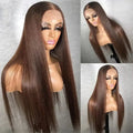 Swiss Lace 36” Chocolate Brown HD Bone Straight Wig
