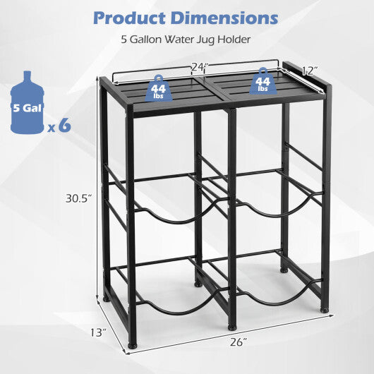 5 Gallon Water Jug Holder for 4 Bottles-Black