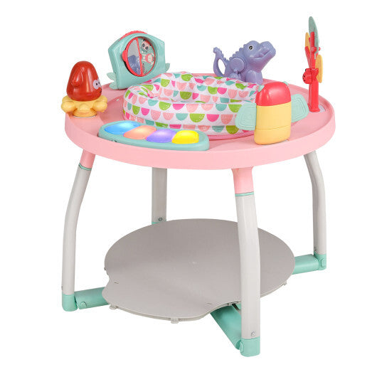5-in-1 Baby Activity Center Interactive Bounce Seat with Removable Toys-Pink - Color: Pink