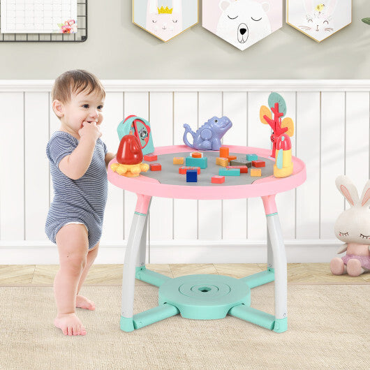 5-in-1 Baby Activity Center Interactive Bounce Seat with Removable Toys-Pink - Color: Pink