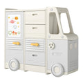 Kids Toy Storage Organizer Bus-shaped Children Cabinet with 4 Pull-out Drawers with Handles-Gray