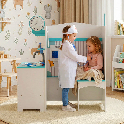 Kids Doctor Play Set with Adjustable Height Bar-Pink