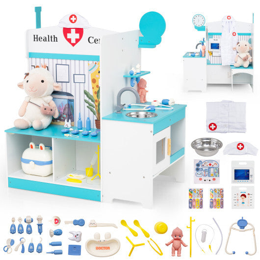 Kids Doctor Play Set with Adjustable Height Bar-Pink