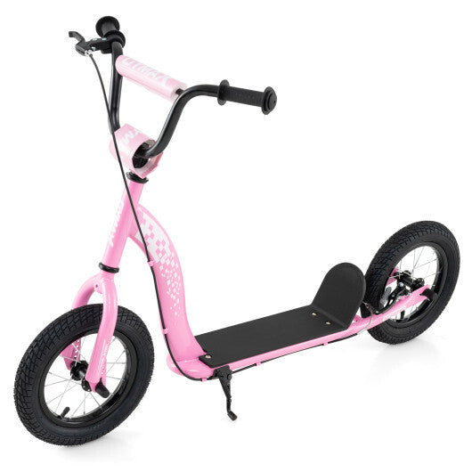 Kids Scooter Youth Kick Scooter with Adjustable Height Handlebar 12-Inch Inflatable Wheels-Navy