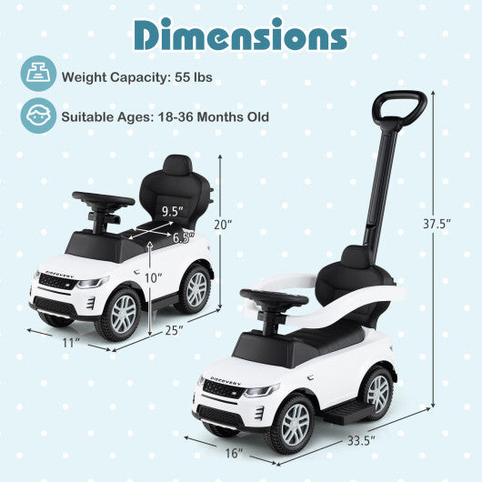 3 in 1 Push Car with Removable Handle and Guardrail for Kids 18-36 Months Old-Red