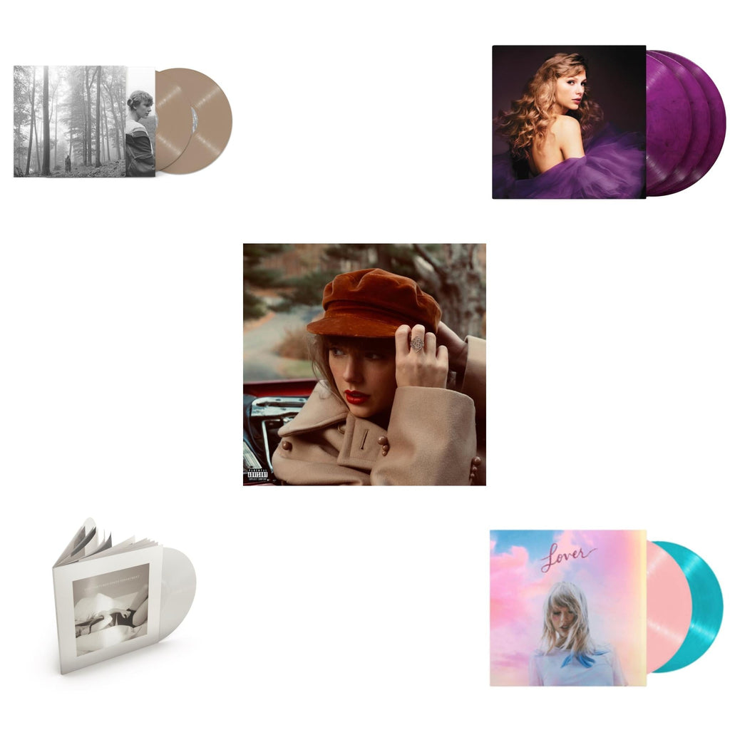 Folklore (X) (Beige Vinyl/2LP) & Red (Taylor's Version) (4LP) & Speak Now (Taylor's Version) (Orchid Marbled Vinyl/3LP) & Tortured Poets Department (X) (Ghosted White Vinyl/2LP/Manuscript- Bonus Track) & Lover