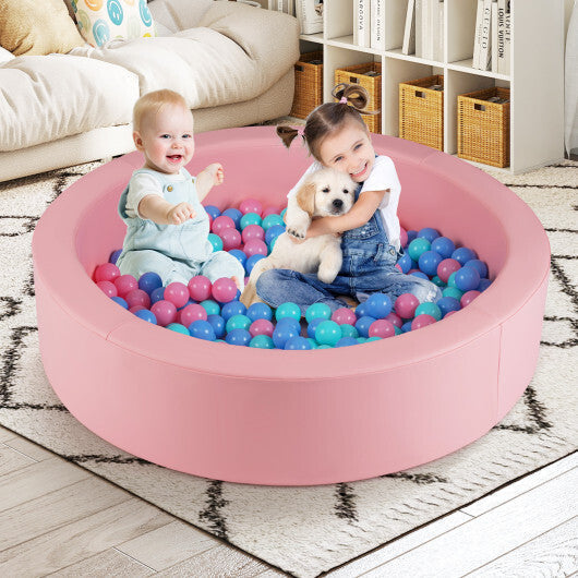 42.5 Inch Round Foam Ball Pits with 25D Sponge Filling and Washable PU Cover for Toddlers-Gray
