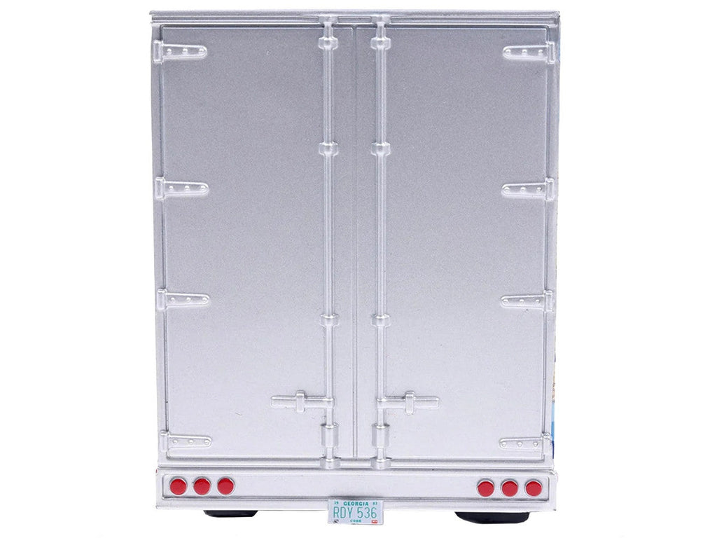 1980 GMC General Truck Tractor with Sleeper Cab and Trailer Silver Metallic with Blue Stripes 1/43 Diecast Model by IXO Models
