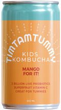 Tim Tam Tummy - Organic Mango Kombucha, 0.222L (Pack of 6) - Kids' Fruity Drink